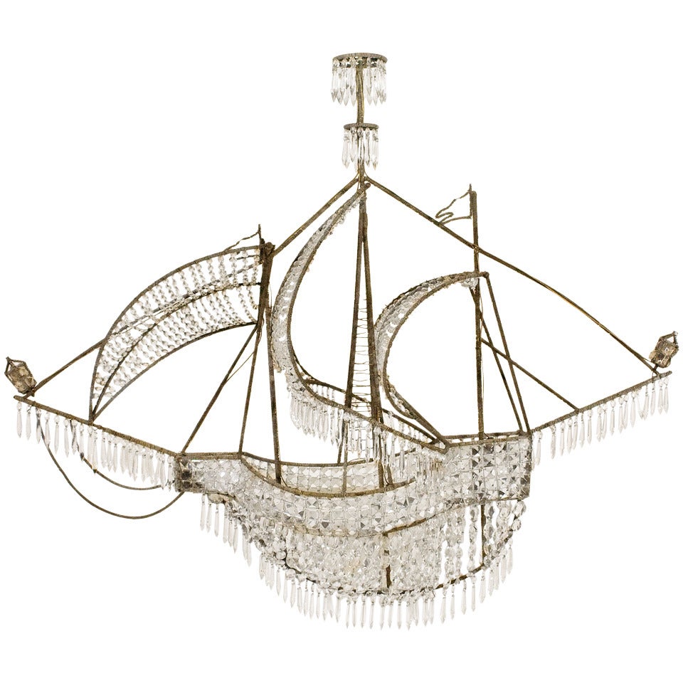 Glass Pearl Caravel Ship Chandelier