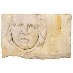 Roman Antiquities Facial Bas-Relief Stone Sculpture