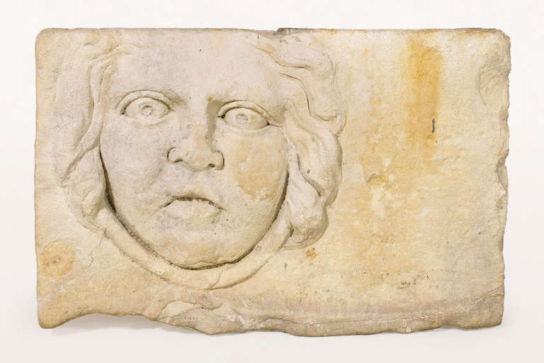 Roman Antiquities Facial Bas-Relief Stone Sculpture