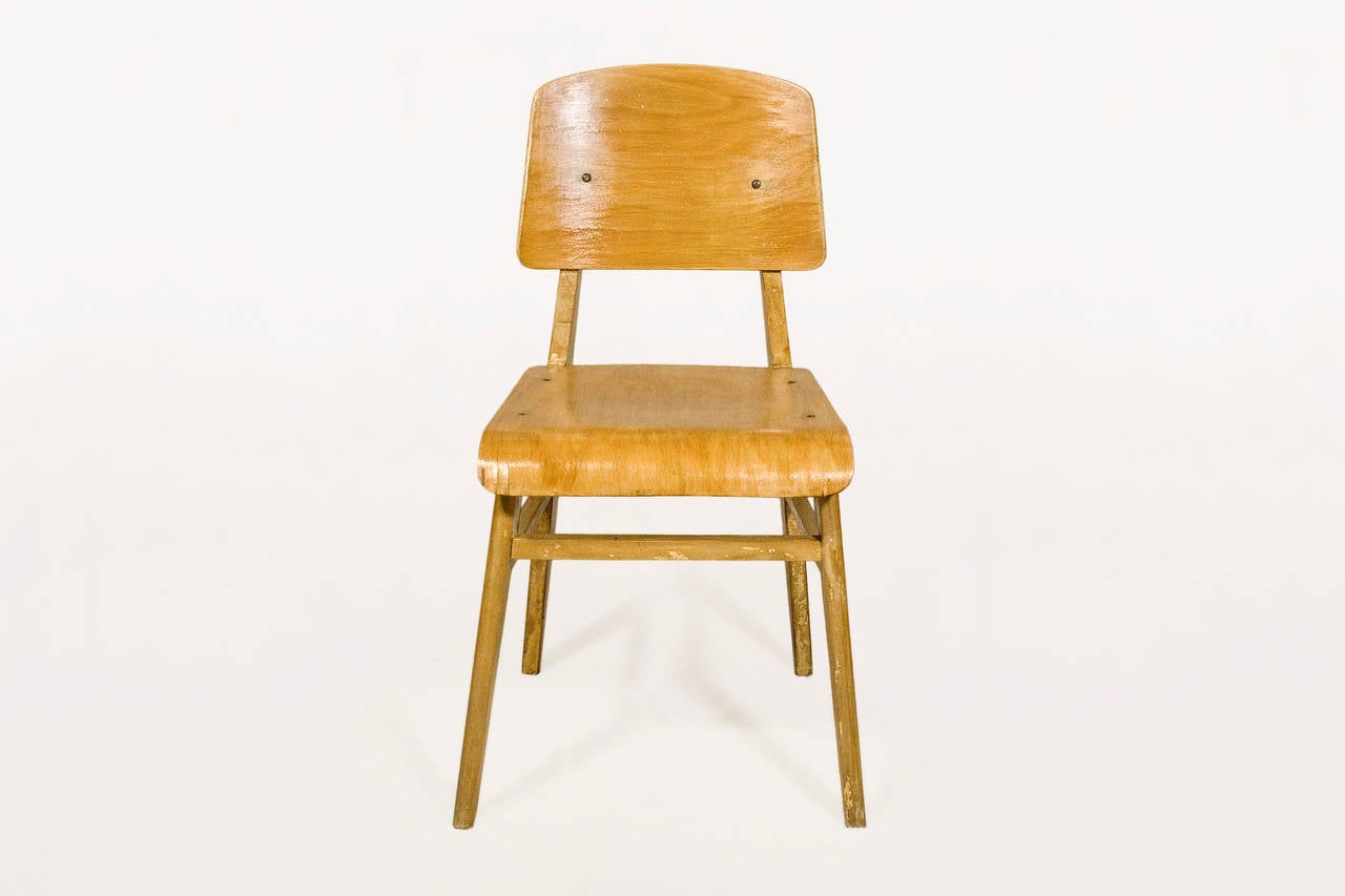 Jean Prouve "Chaise en Bois", Wooden Standard Chair, circa 1940, France