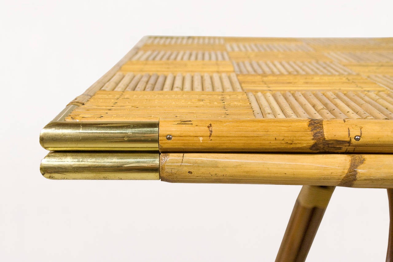 Bamboo and Brass Dining Table, circa 1970s, France In Excellent Condition In Girona, Spain