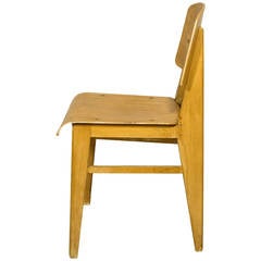 Retro Jean Prouve "Chaise en Bois", Wooden Standard Chair, circa 1940, France