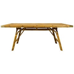 Bamboo and Brass Dining Table, circa 1970s, France