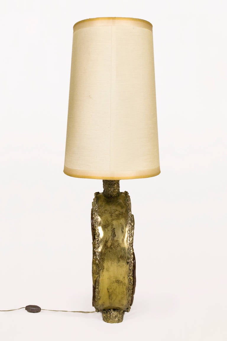 Brutalist Marcello Fantoni Large Glass and Metal Lamp