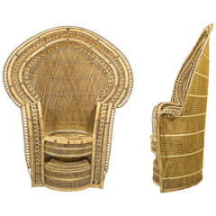 Pair of "Emmanuelle" Wicker Armchairs, circa 1970, France