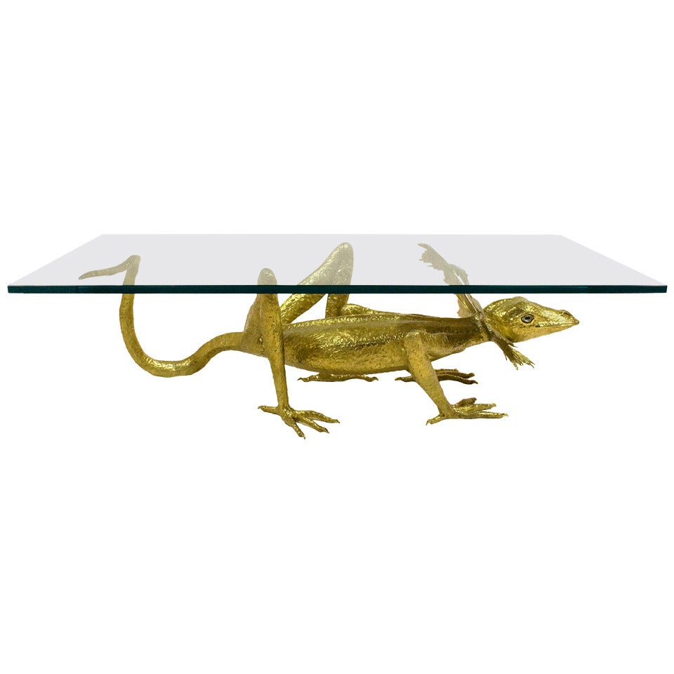 Rare Jacques Duval-Brasseur Bronze "Lizard" Coffee Table, circa 1970, France