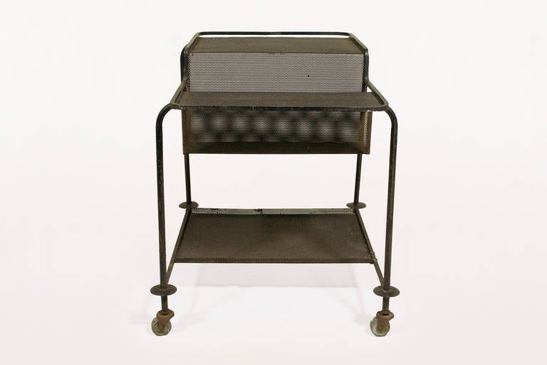 French Mathieu Mategot Trolley Table and Magazine Rack, circa 1950, France