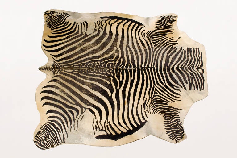 Spanish Vintage Zebra Print Cowhide Rug, circa 1970, Spain