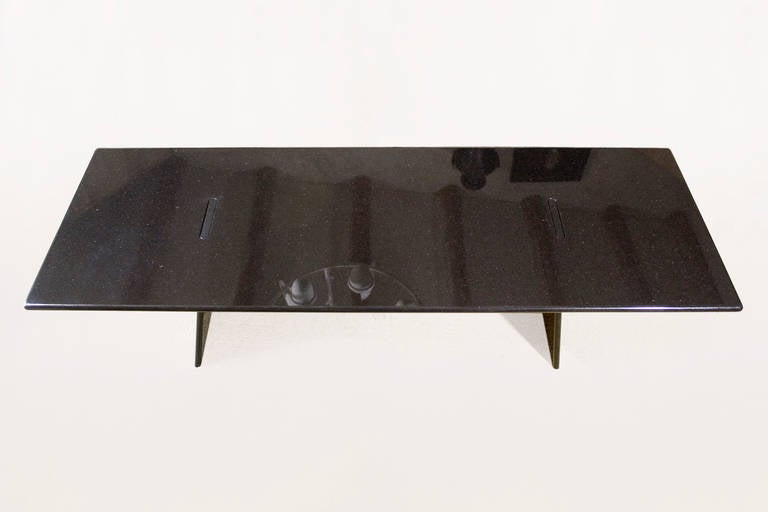 20th Century Angelo Mangiarotti Polished Black Granite Asolo Table, circa 1990, Italy