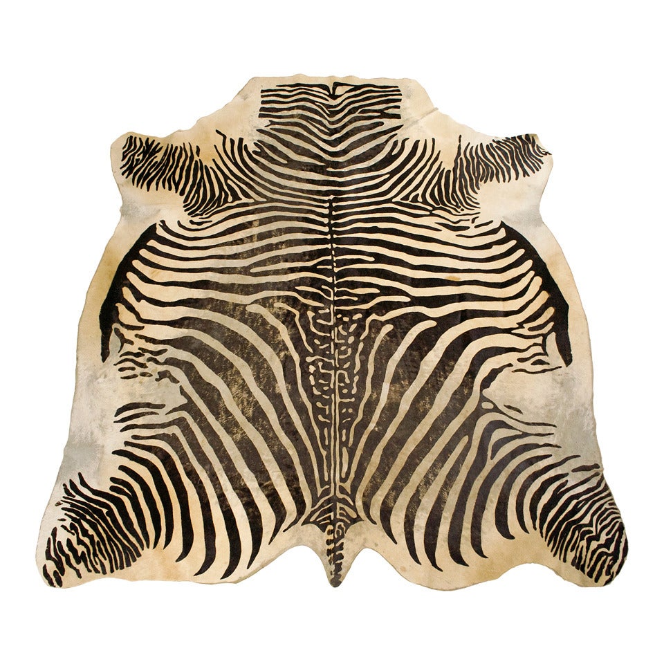 Vintage Zebra Print Cowhide Rug, circa 1970, Spain