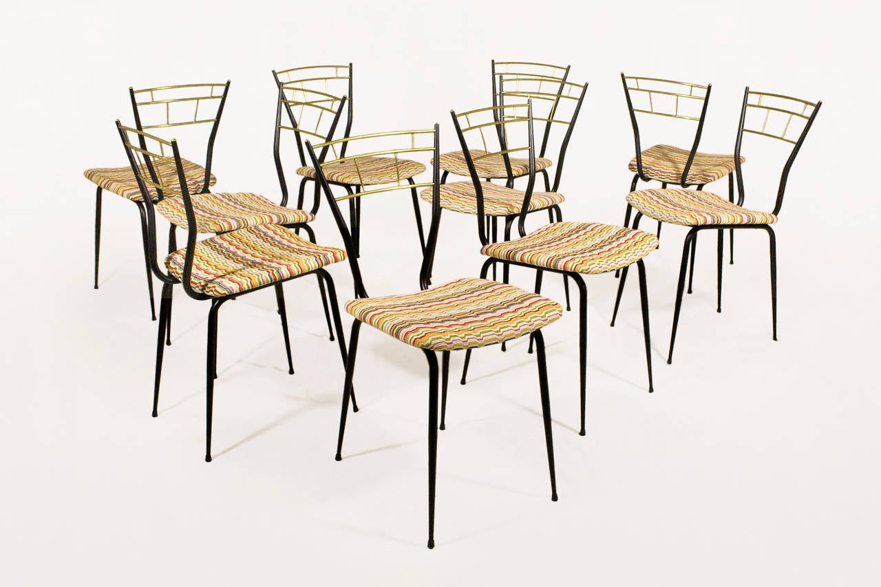 Mid-Century Modern Series of Ten 1950s Italian Dining Chairs