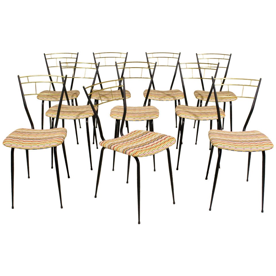 Series of Ten 1950s Italian Dining Chairs
