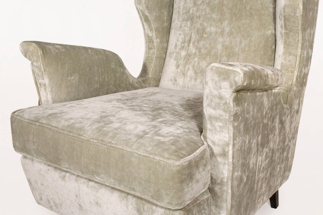 Fabric Pair of Gio Ponti-Style Armchairs, circa 1950, Italy