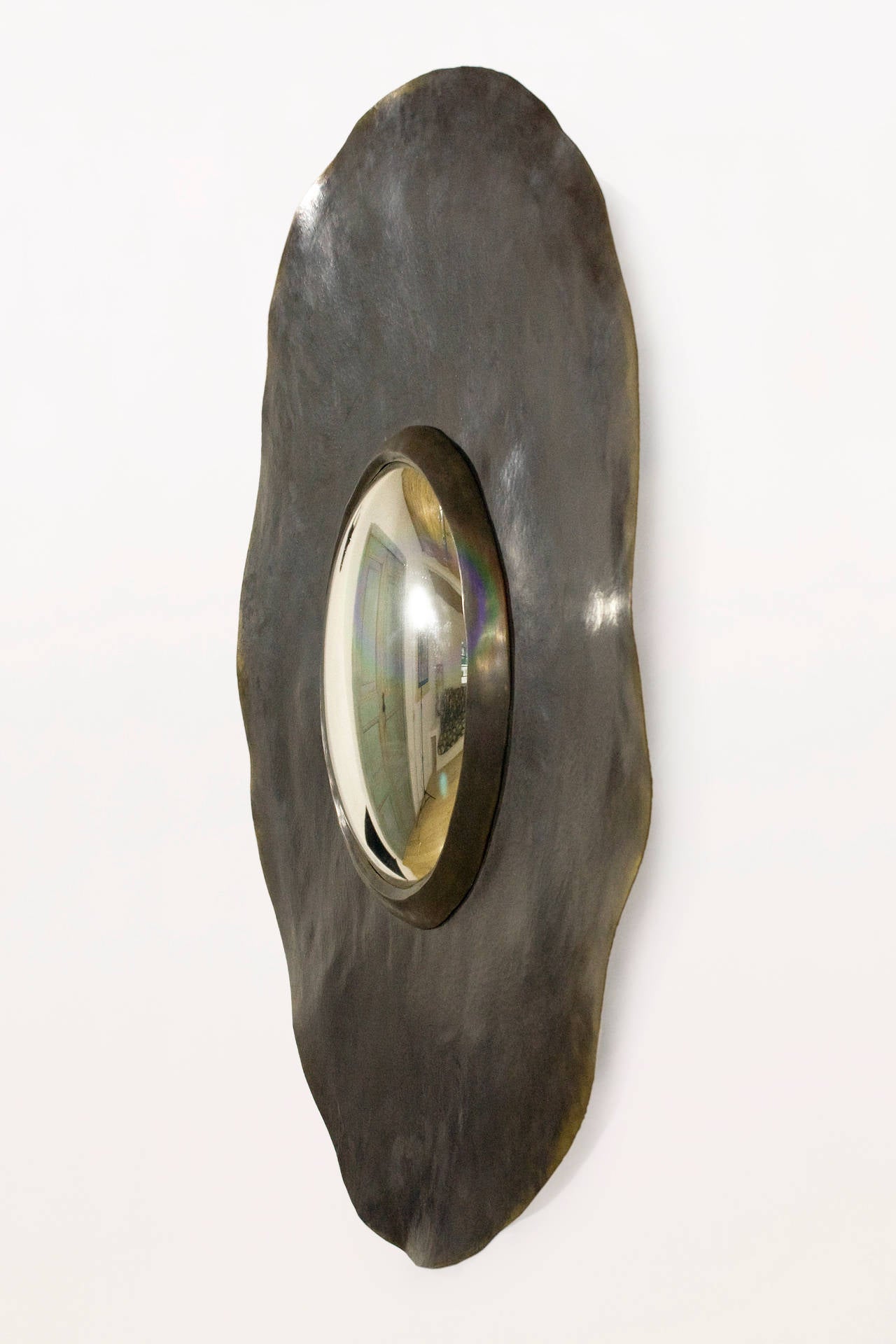 French Handmade Bronze Herve Van Der Straetan Bullseye Mirror, circa 2000, France