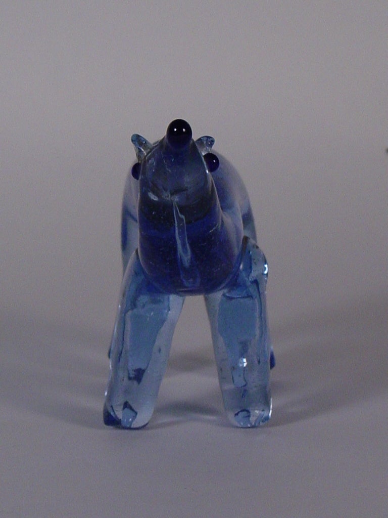 Italian 20th Century Light Blue Murano Glass Bear For Sale