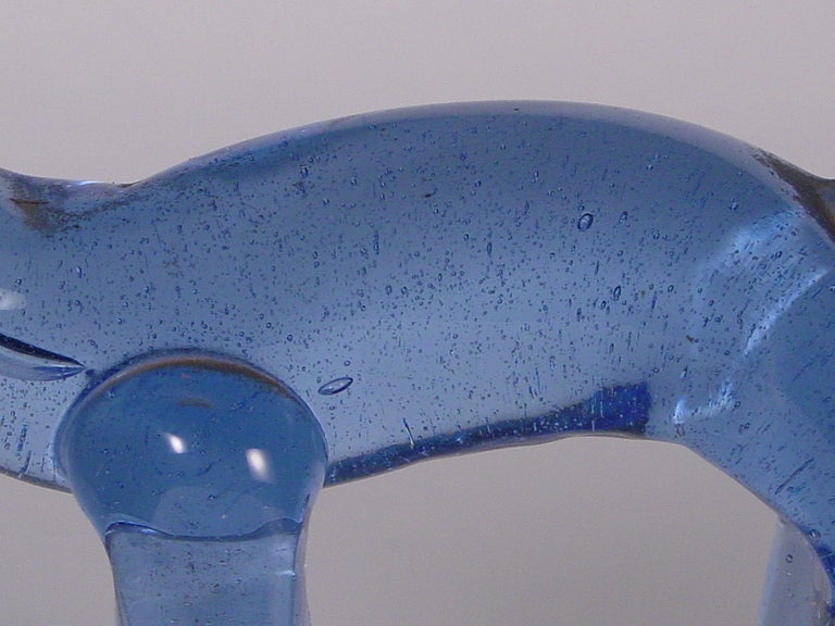 Mid-Century Modern 20th Century Light Blue Murano Glass Bear For Sale