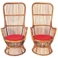 Pair of Italian rattan armchairs