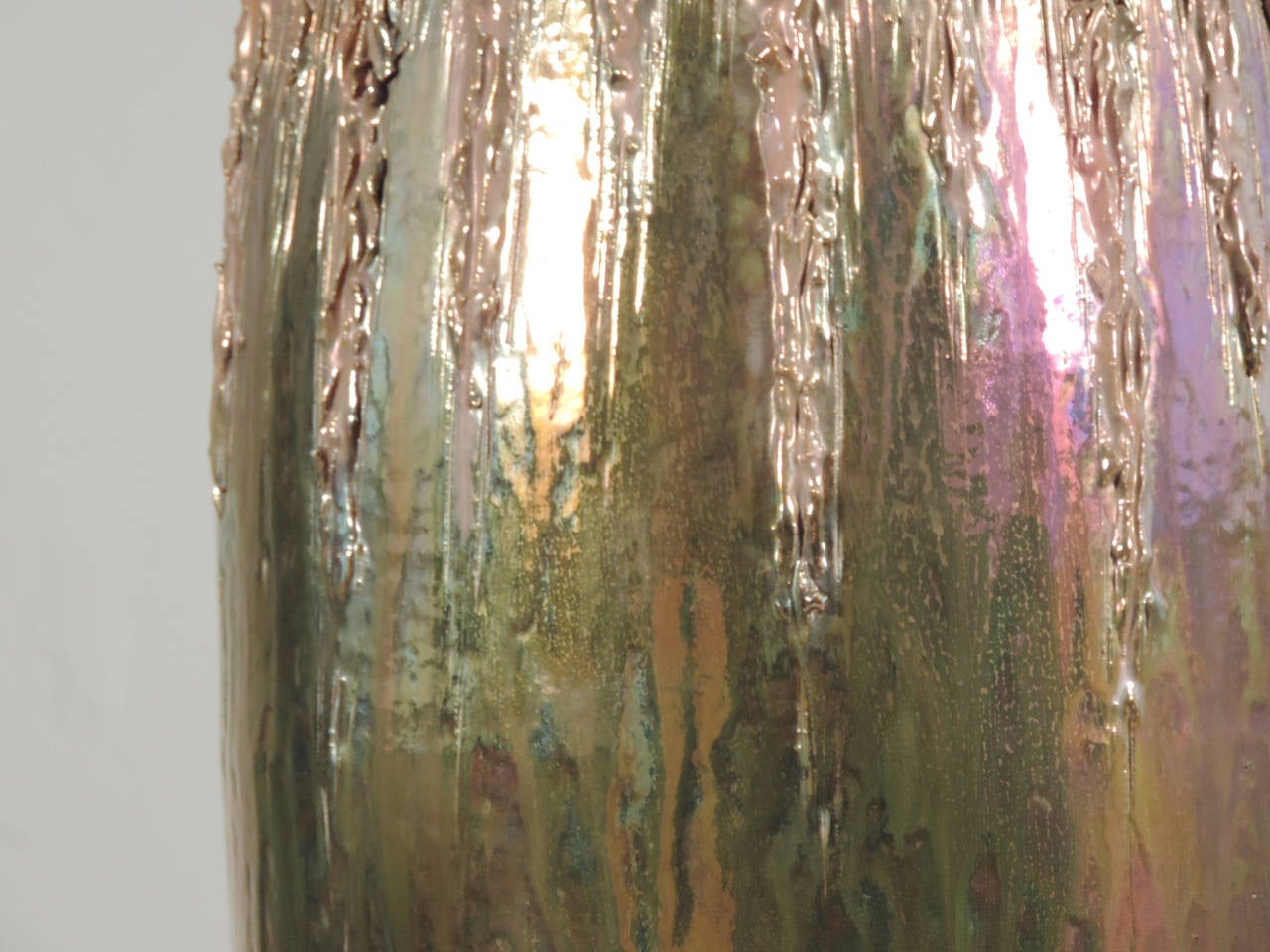 Vittoria Mazzotti Albisola Monumental Iridescent Vase, Italy 1950s For Sale 3