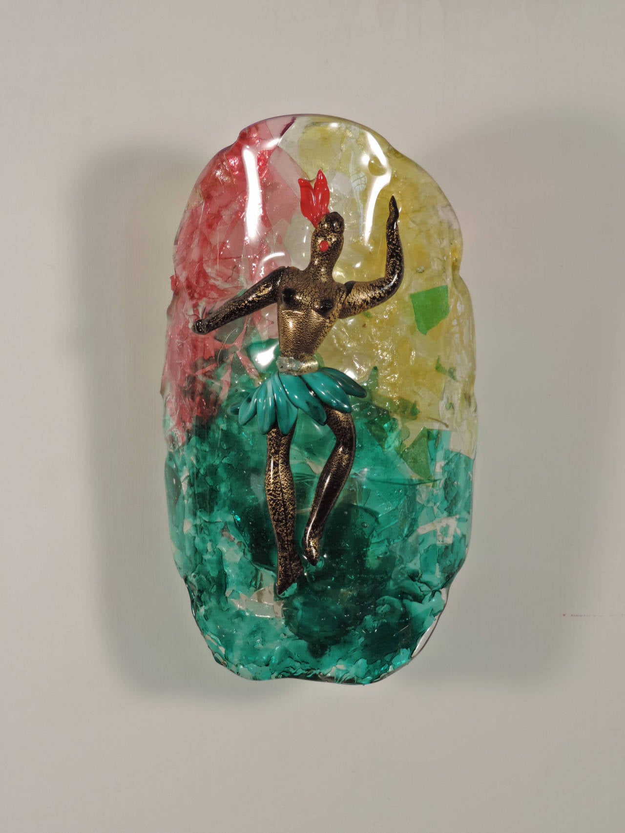 Cenedese Murano Glass Sconces Depicting Dancers, Italy 1940s In Good Condition For Sale In Milan, IT