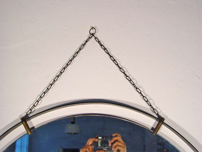 Lacquered A Wonderful Circular Italian 1950's Wall Mirror
