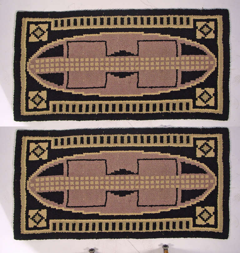 Beautiful Pair of Handwoven "Secessionist" Italian 1920s Rugs
