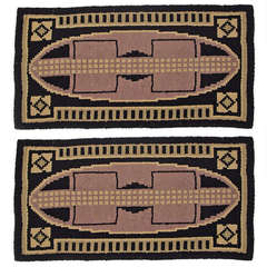 Beautiful Pair of Handwoven "Secessionist" Italian 1920s Rugs