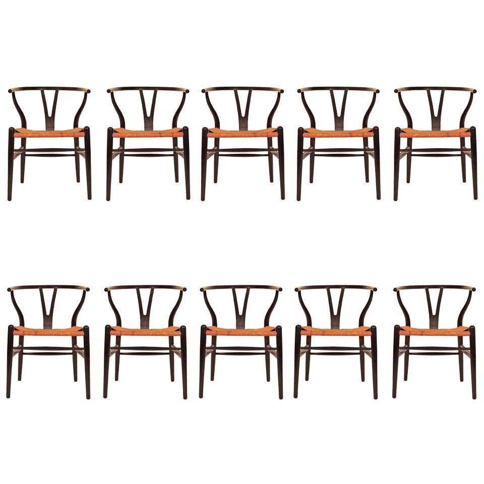 Splendid Set of Ten Hans J. Wegner "CH12" Wishbone Chairs
