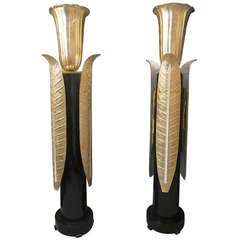 Antique Pair of a Very Special Floor Lamps By Seguso Arte