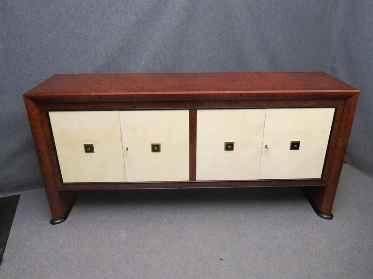 Art Deco Maple Wood and Parchment Italian Sideboard, 1940 1