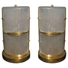 Glass and Brass Murano Table Lamp