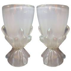 Pair of Table Lamps Signed Barovier & Toso