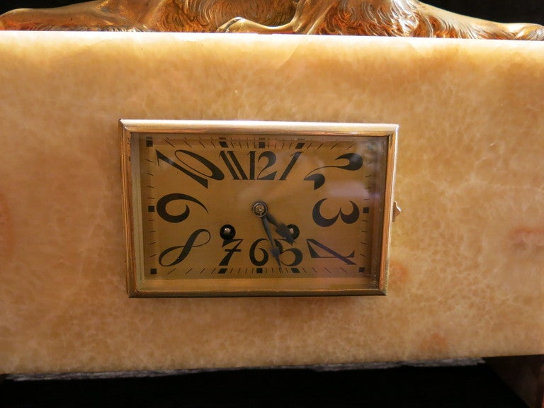 19th Century 1920s Rectangular Marble Red and White Italian Mantelpiece Clock Art Deco For Sale