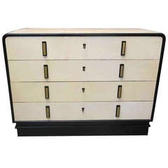 Beautiful Chest of Drawers in Parchment and Brass