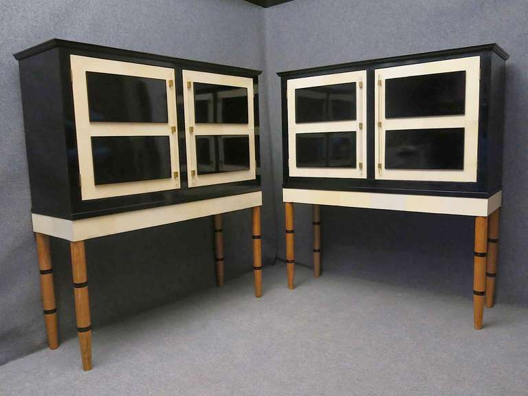 Wonderful Pair of Francia Bar Cabinets