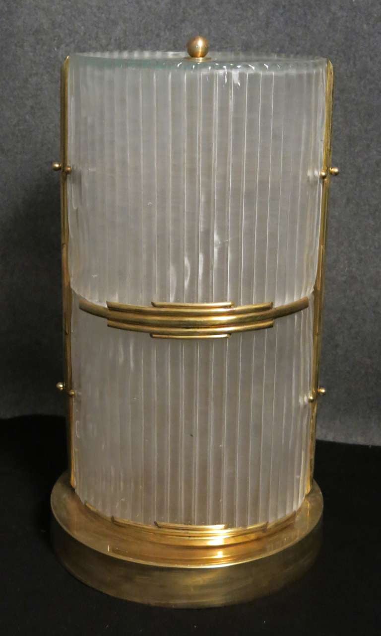 Glass and Brass Murano Table Lamp
