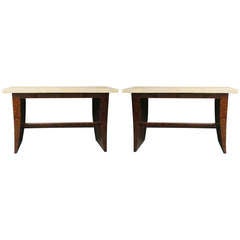 Pair of French Console Tables in Parchment
