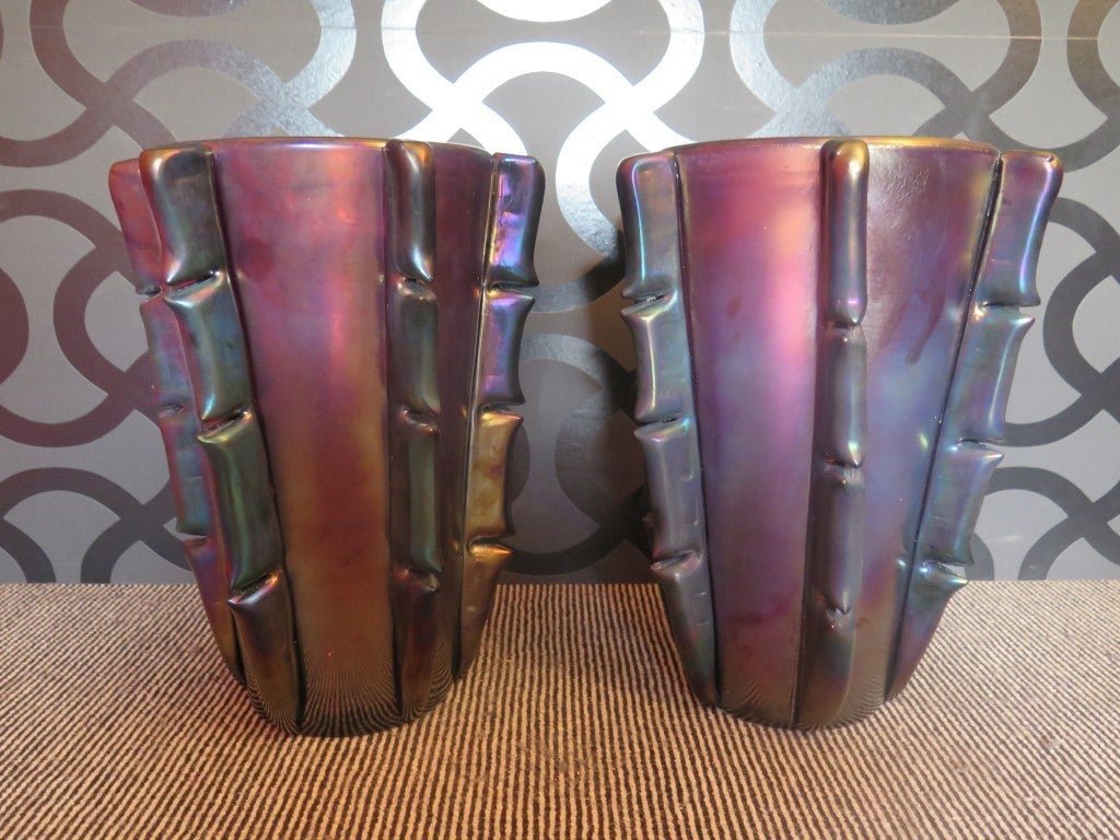 Pair of Vases Giulio Ferro Murano In Excellent Condition In Rome, IT