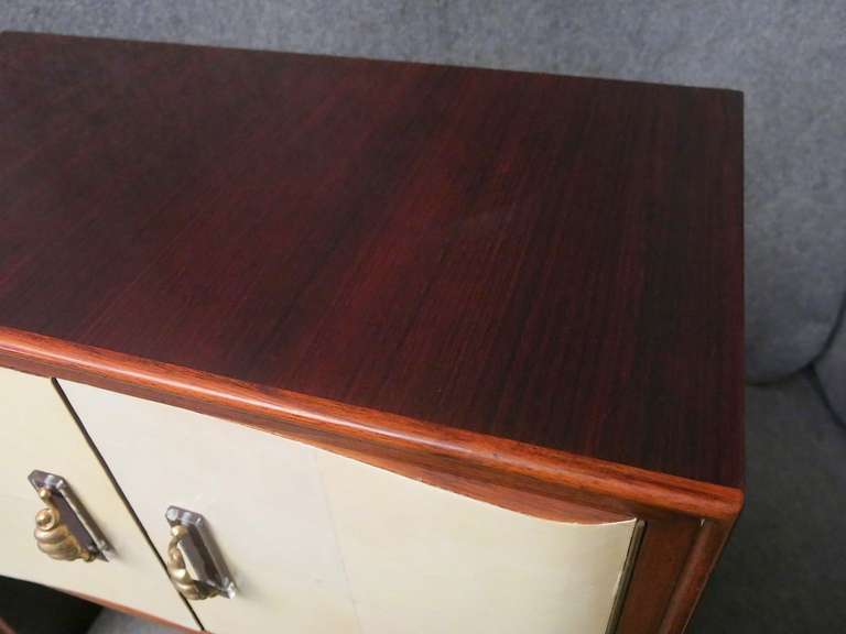 Mid-20th Century Couple of 1940s Parchment and Walnut Art Deco Nightstands