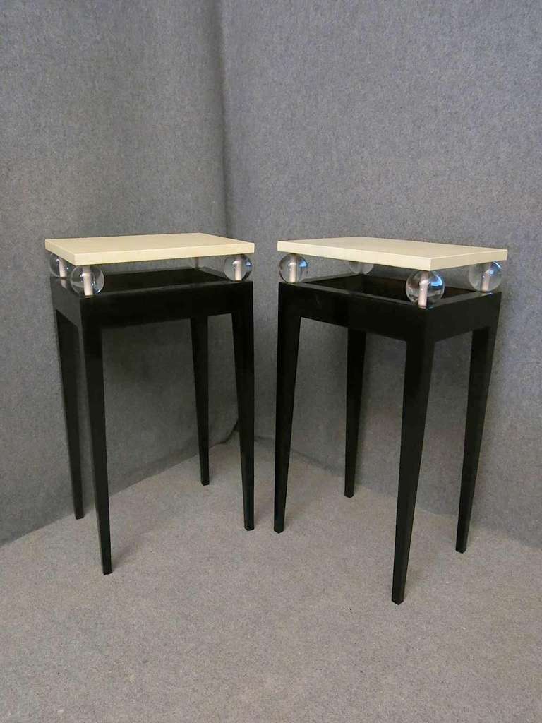 Beautiful Glass and Parchment Tables