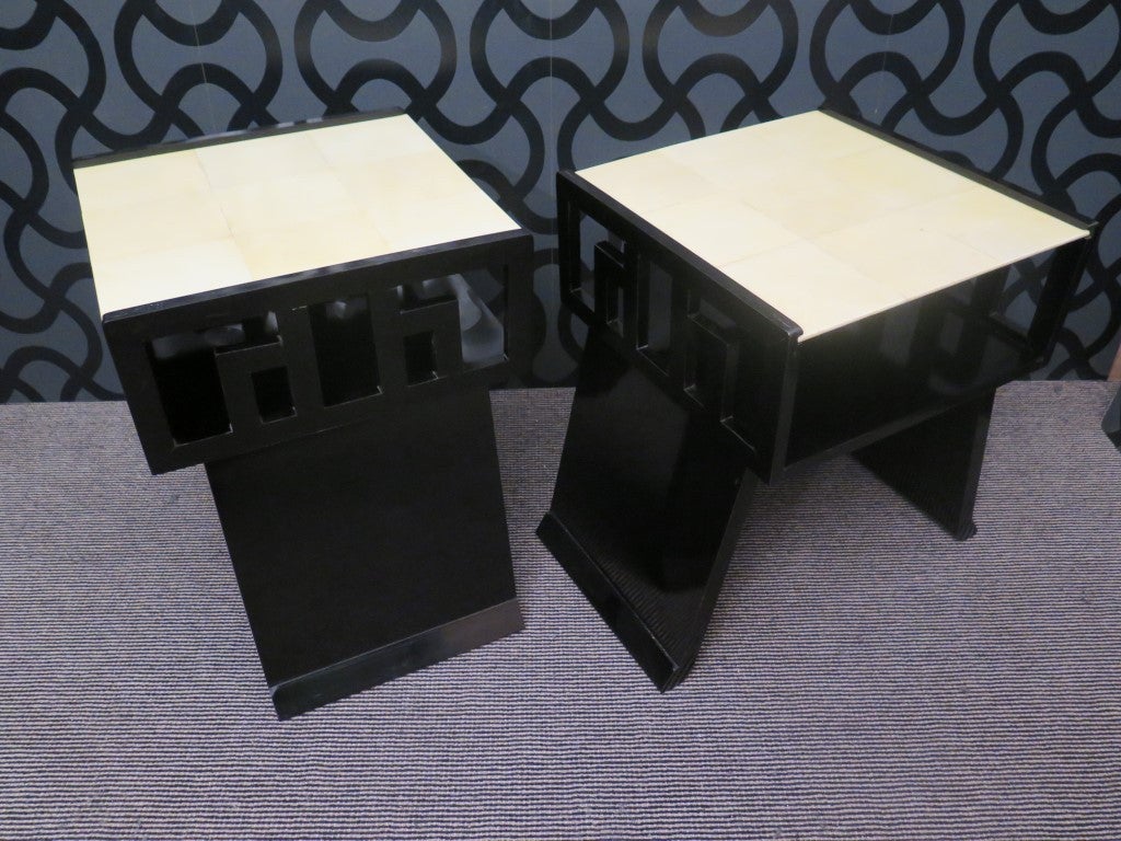 Parchment Paper Pair of French Side Tables