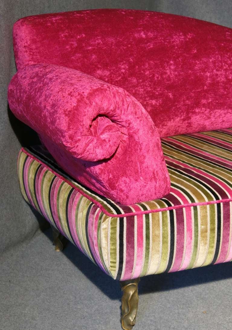 1940s Velvet Pink Shocking Italian Art Deco Sofa 2