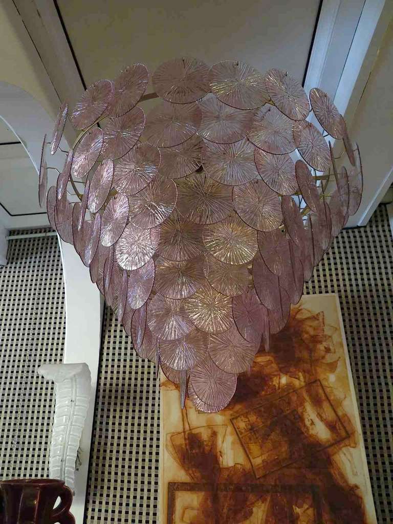 Late 20th Century 1970 Murano Round Amethyst color Chandelier