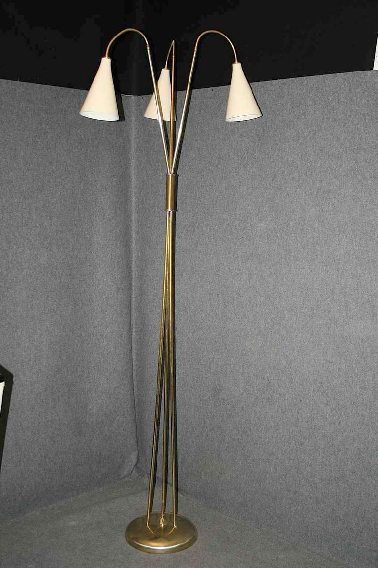 Midcentury three Lights Brass italian Floor Lamp, 1960 2