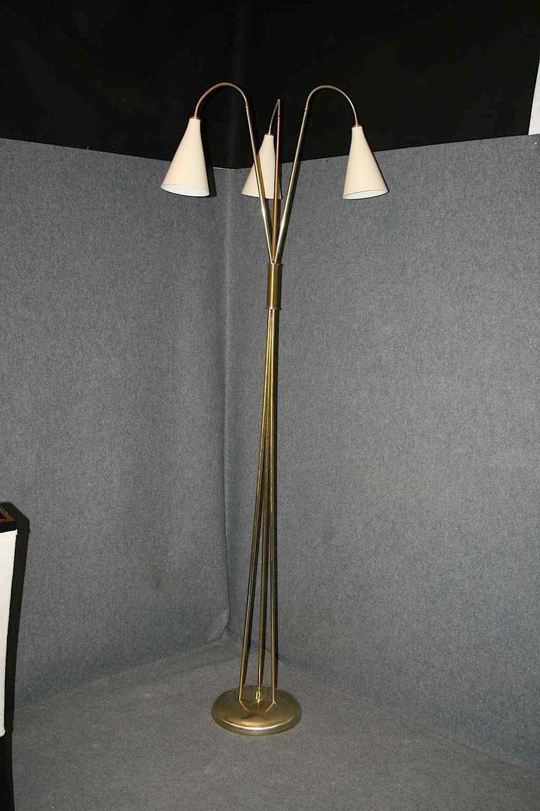 Midcentury three Lights Brass italian Floor Lamp, 1960 3