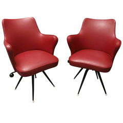 Two Red Office Chairs by Elettra