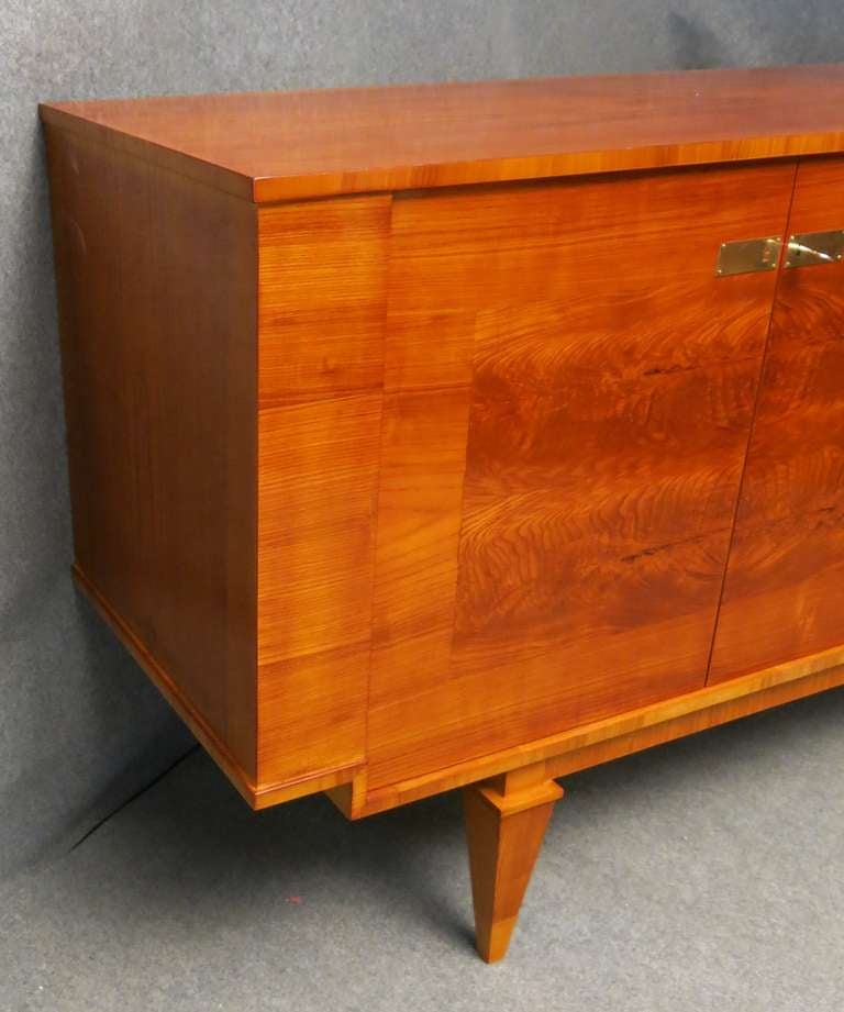 1920s Square Cherrywood French Art Deco Sideboard In Excellent Condition In Rome, IT
