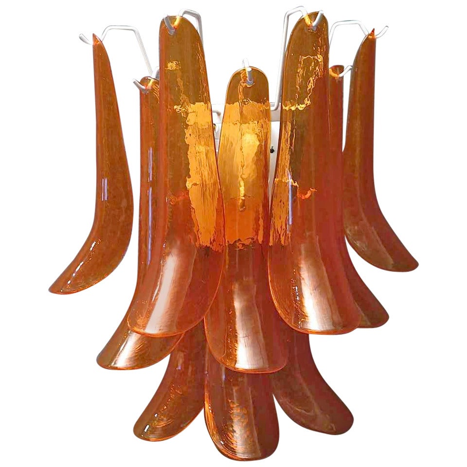 Appliques murales en verre d'art Murano semi-circulaire orange, 1970 en vente