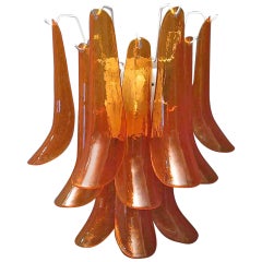 Appliques murales en verre d'art Murano semi-circulaire orange, 1970