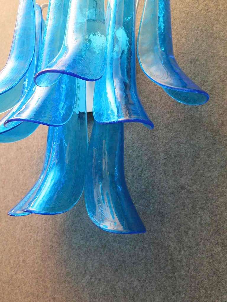 Mid-Century Modern Mazzega Murano Blue Art Glass Midcentury Wall Lights Sconces, 1970 en vente