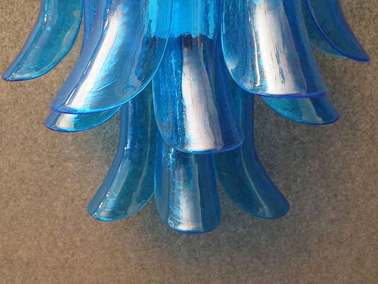 Mazzega Murano Blue Art Glass Midcentury Wall Lights Sconces, 1970 In Good Condition For Sale In Rome, IT